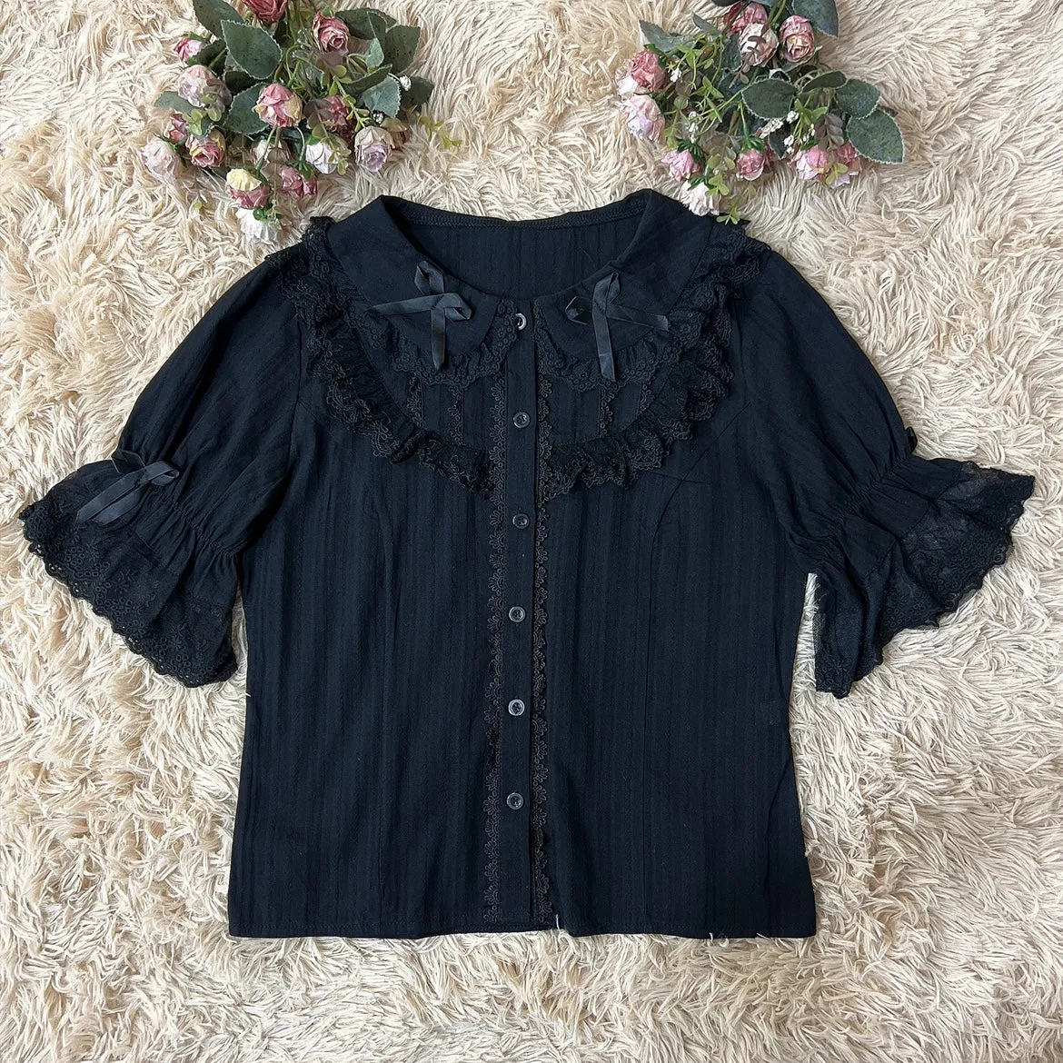 (BuyformeDMFS Lolita ~Summer Short Sleeve Cotton Lolita Blouse