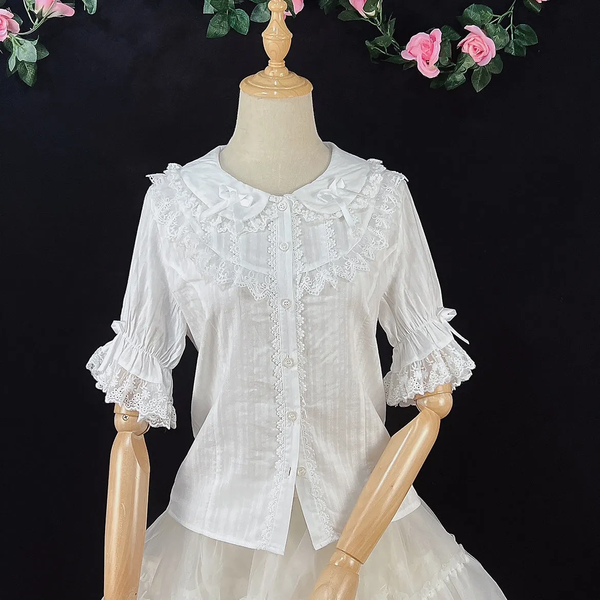 (BuyformeDMFS Lolita ~Summer Short Sleeve Cotton Lolita Blouse