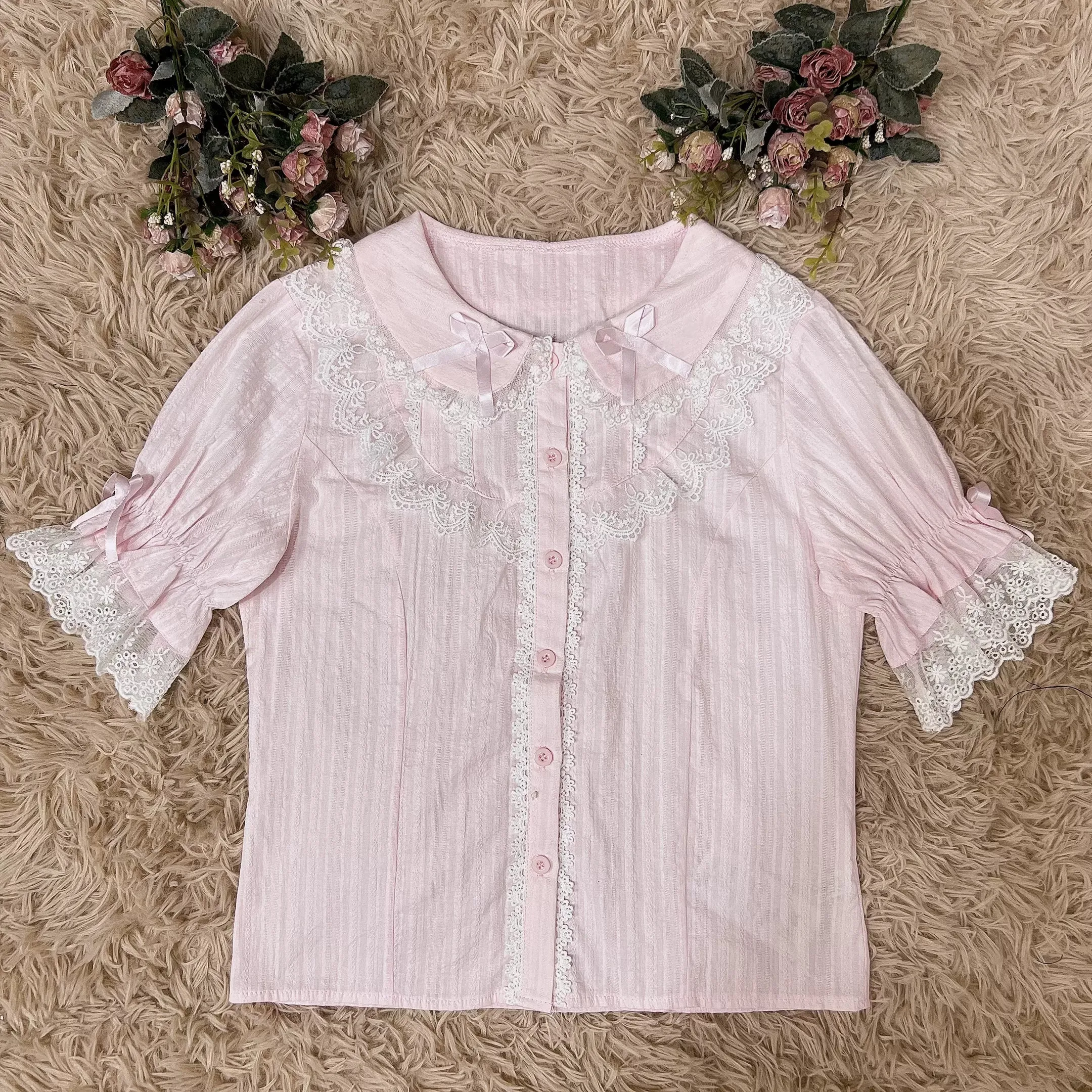 (BuyformeDMFS Lolita ~Summer Short Sleeve Cotton Lolita Blouse