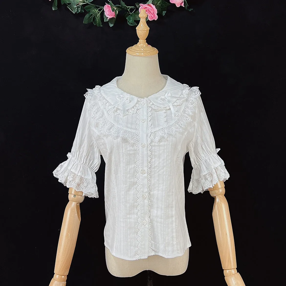 (BuyformeDMFS Lolita ~Summer Short Sleeve Cotton Lolita Blouse