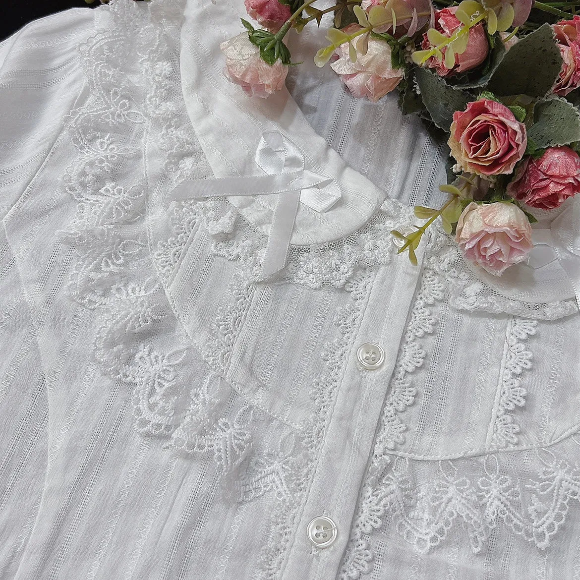 (BuyformeDMFS Lolita ~Summer Short Sleeve Cotton Lolita Blouse