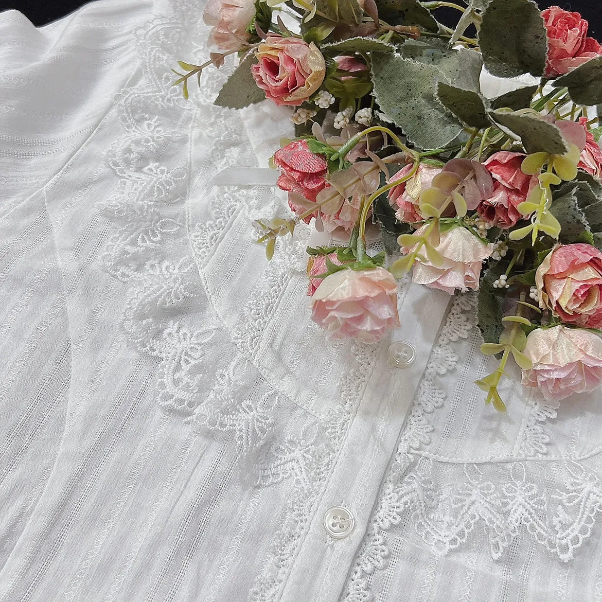 (BuyformeDMFS Lolita ~Summer Short Sleeve Cotton Lolita Blouse