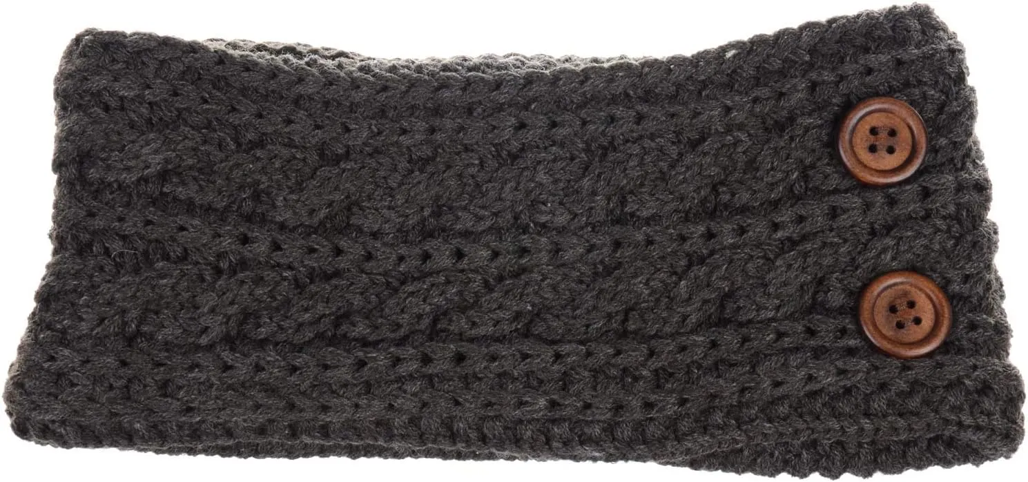 BYOS Women's Winter Cozy Cable Fleece Lined Knit Headband Earwarmer & Gloves Set