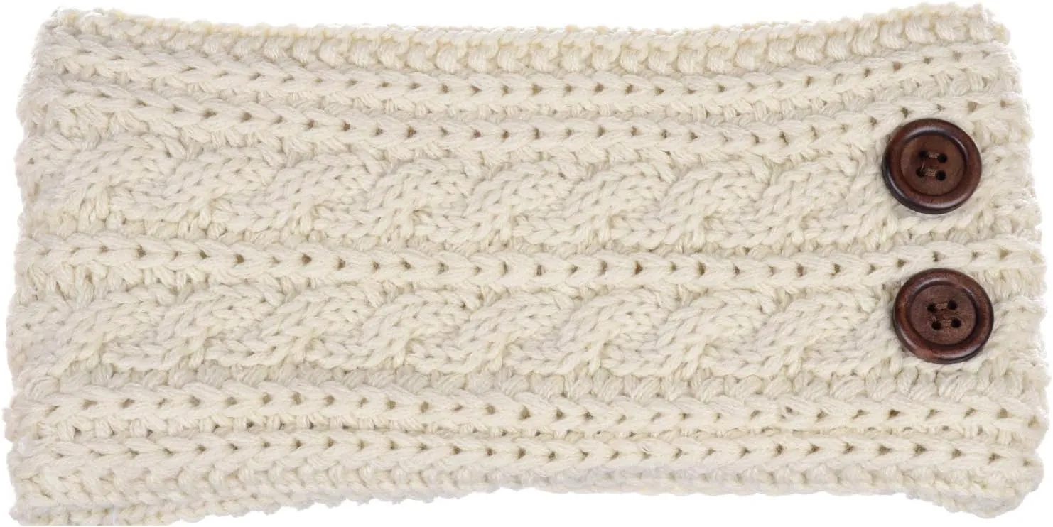 BYOS Women's Winter Cozy Cable Fleece Lined Knit Headband Earwarmer & Gloves Set