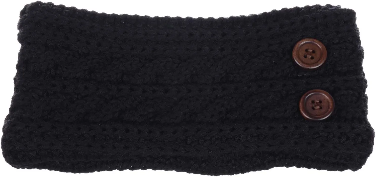 BYOS Women's Winter Cozy Cable Fleece Lined Knit Headband Earwarmer & Gloves Set