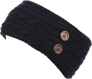 BYOS Women's Winter Cozy Cable Fleece Lined Knit Headband Earwarmer & Gloves Set