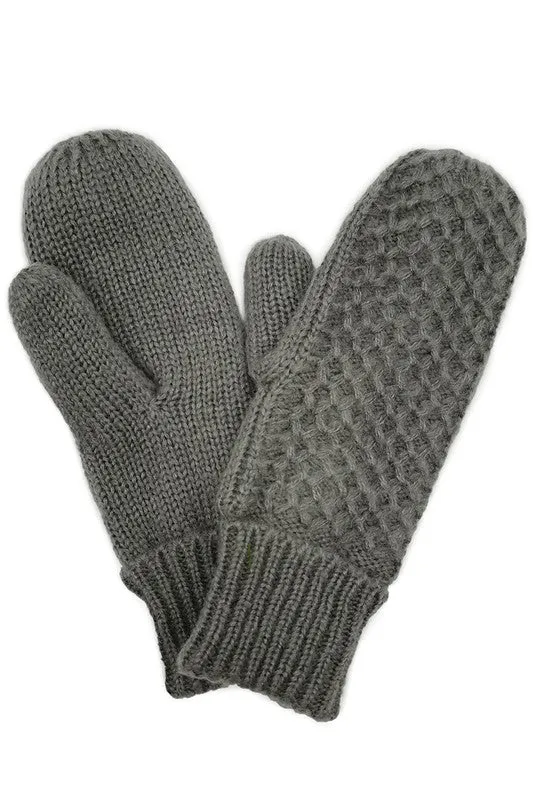 Cable Knitted Mittens with Sherpa Lining