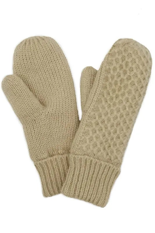 Cable Knitted Mittens with Sherpa Lining