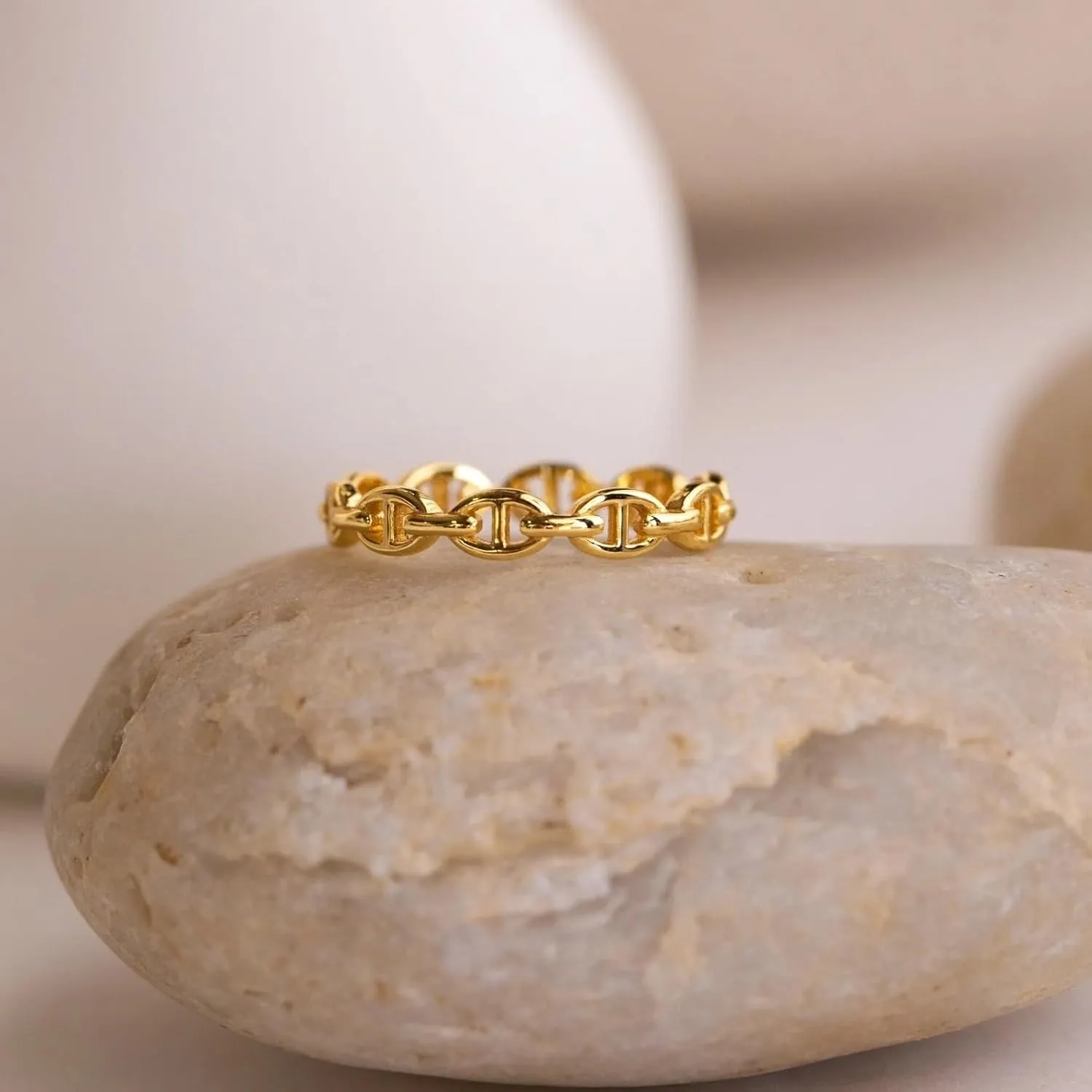 CAITLYNMINIMALIST 18K Gold Sterling Silver Dainty Braided Twist Ribbed Curb Trendy Minimalist Ring Jewelry for Women Gift for Her