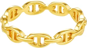 CAITLYNMINIMALIST 18K Gold Sterling Silver Dainty Braided Twist Ribbed Curb Trendy Minimalist Ring Jewelry for Women Gift for Her