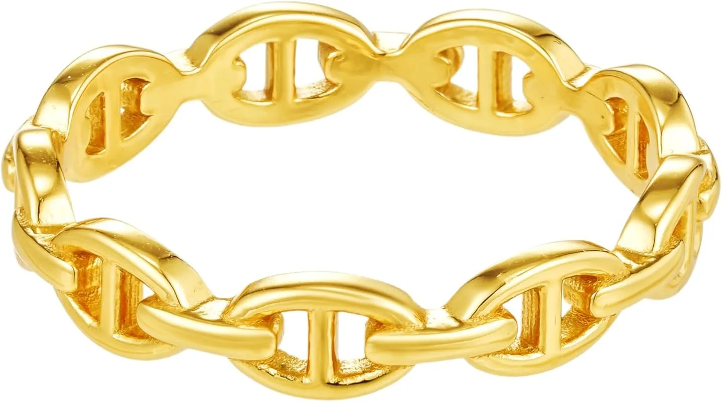 CAITLYNMINIMALIST 18K Gold Sterling Silver Dainty Braided Twist Ribbed Curb Trendy Minimalist Ring Jewelry for Women Gift for Her