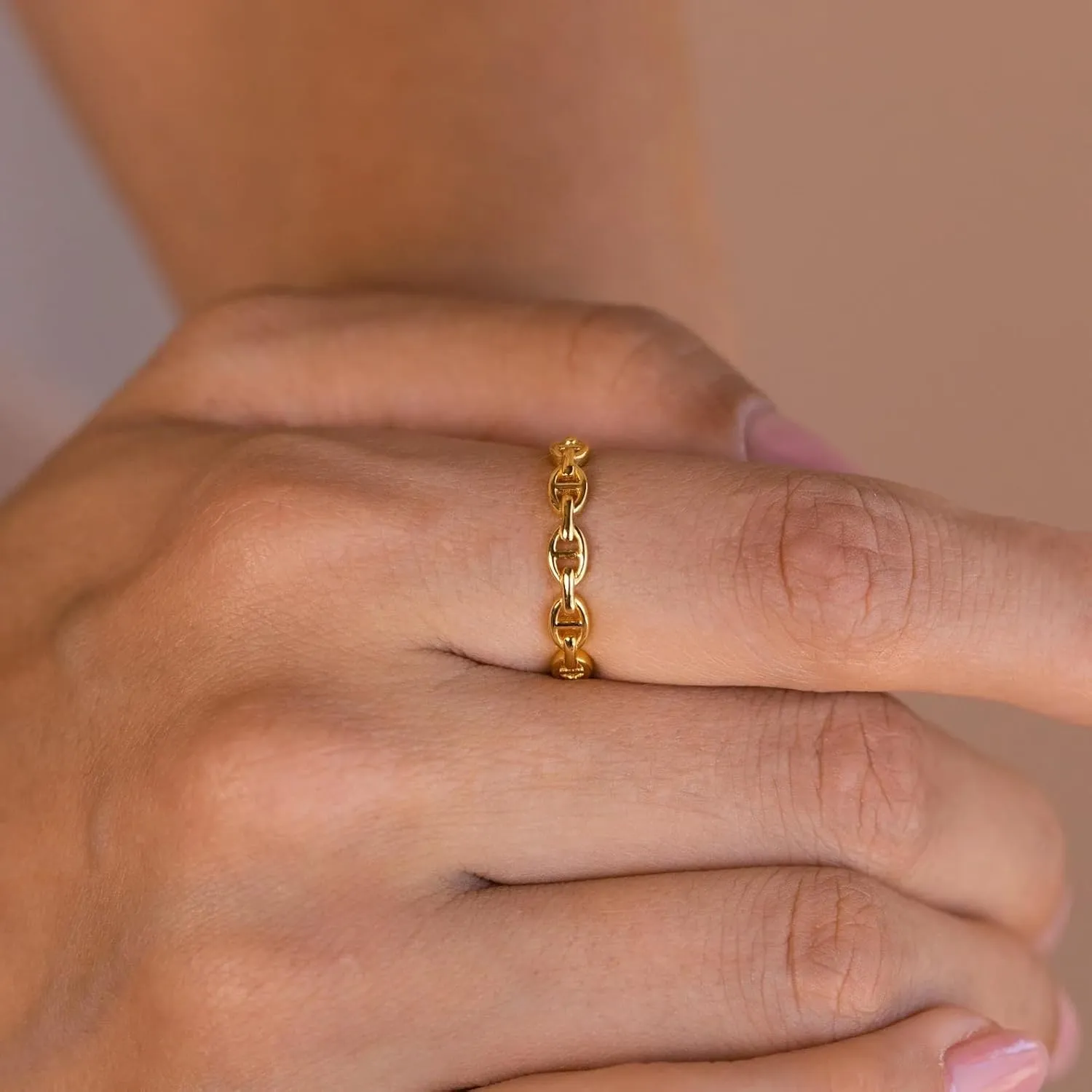 CAITLYNMINIMALIST 18K Gold Sterling Silver Dainty Braided Twist Ribbed Curb Trendy Minimalist Ring Jewelry for Women Gift for Her