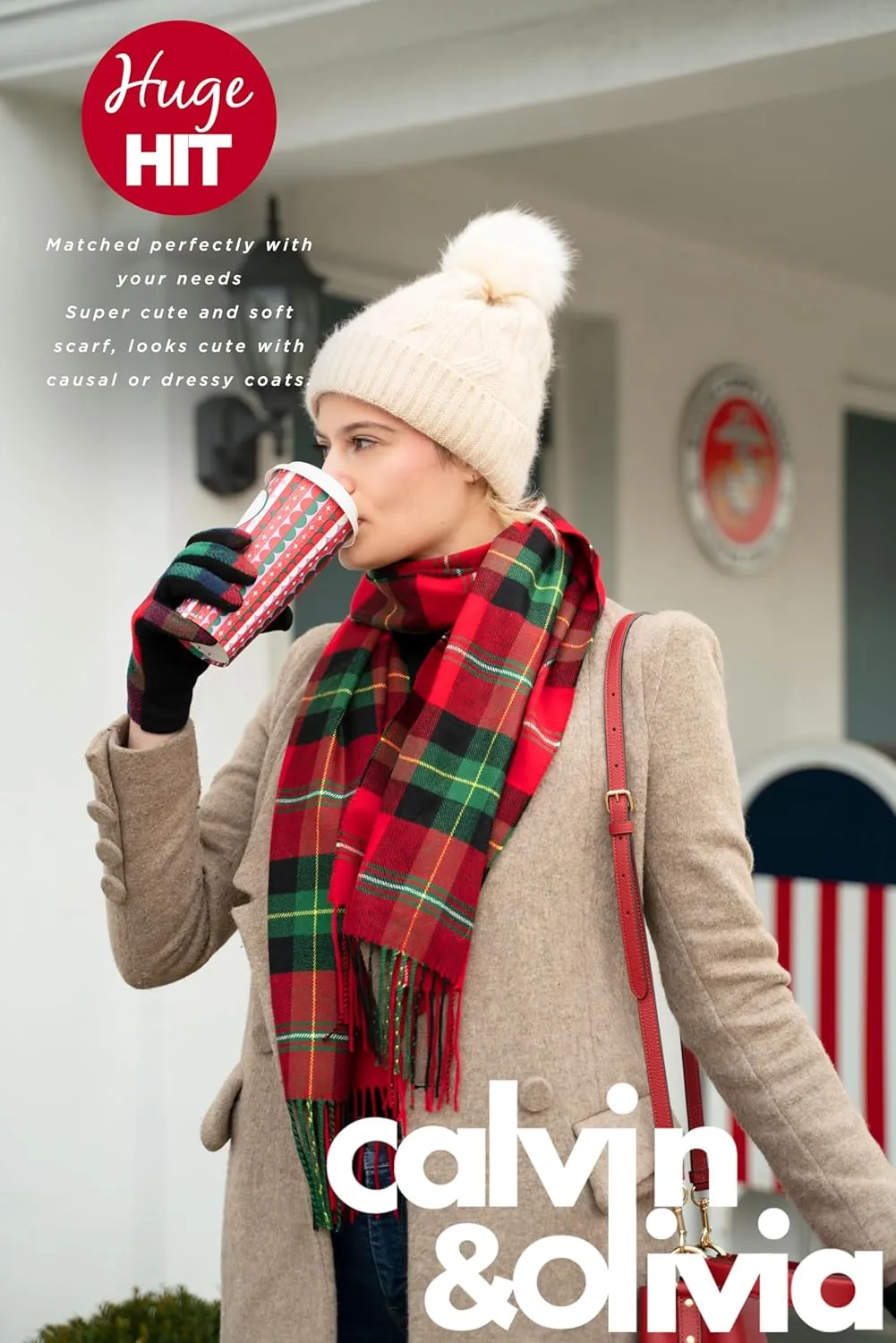 CALVIN & OLIVIA Ultra-Soft Winter Cashmere Feel Scarf Warm Long Unisex Winter Scarves Perfect Holiday Gift for Women Men