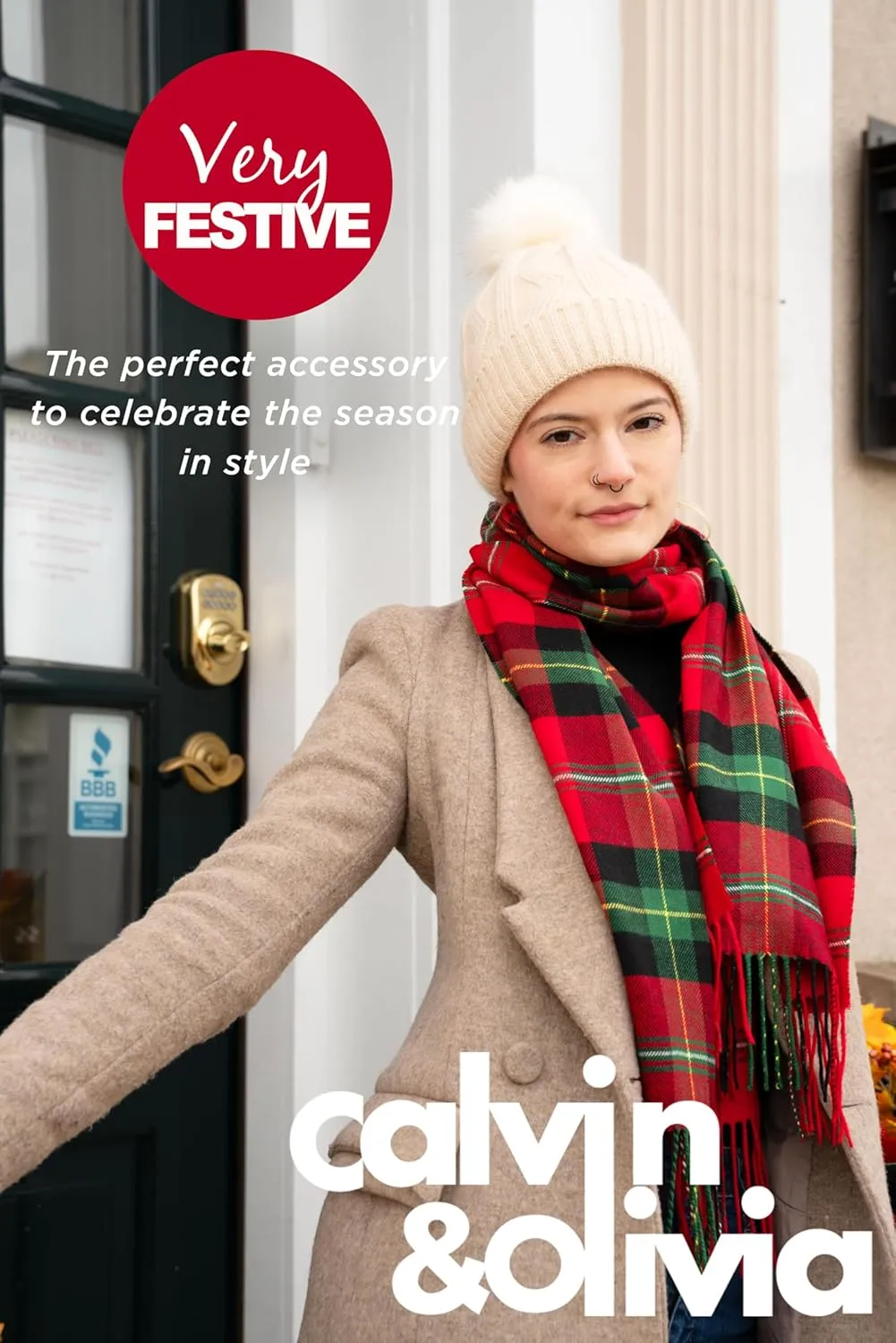 CALVIN & OLIVIA Ultra-Soft Winter Cashmere Feel Scarf Warm Long Unisex Winter Scarves Perfect Holiday Gift for Women Men