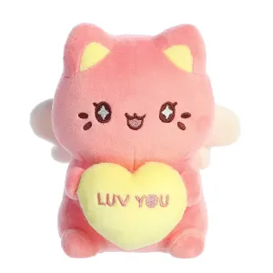 Candy Heart Sitting Dark Pink Meowchi Luv You Plush 7" Tasty Peach