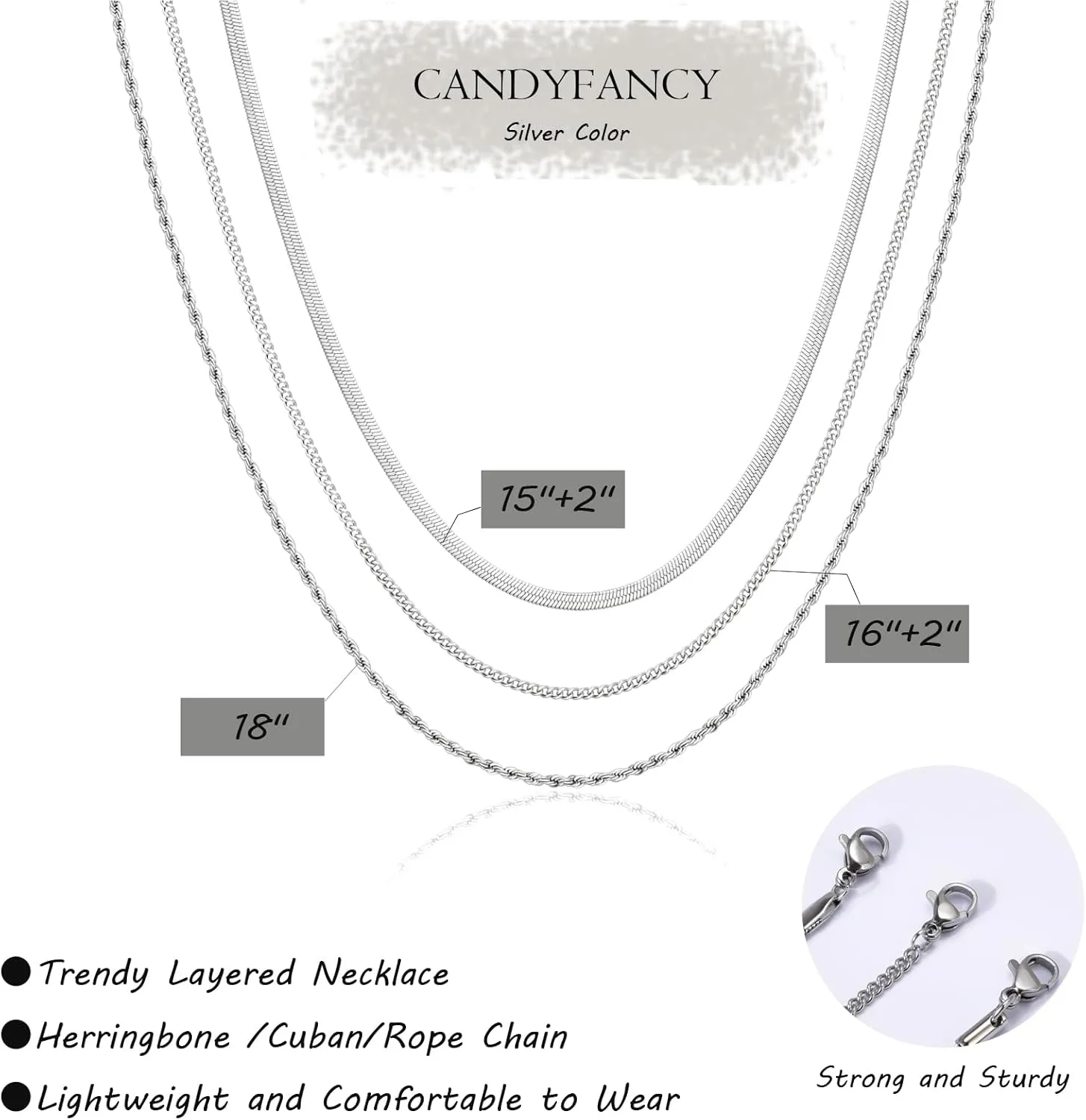 CANDYFANCY Dainty Gold Layered Necklace for Women Herringbone Snake Cuban Cable Chain Paperclip Rope Beaded Link Choker Layering Necklaces Set for Women Trendy Jewelry Gifts