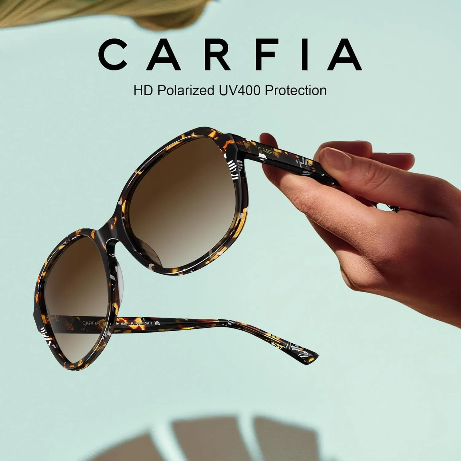 CARFIA Acetate Polarized Sunglasses for Women UV Protection Retro Trendy Big Sunnies CA2024
