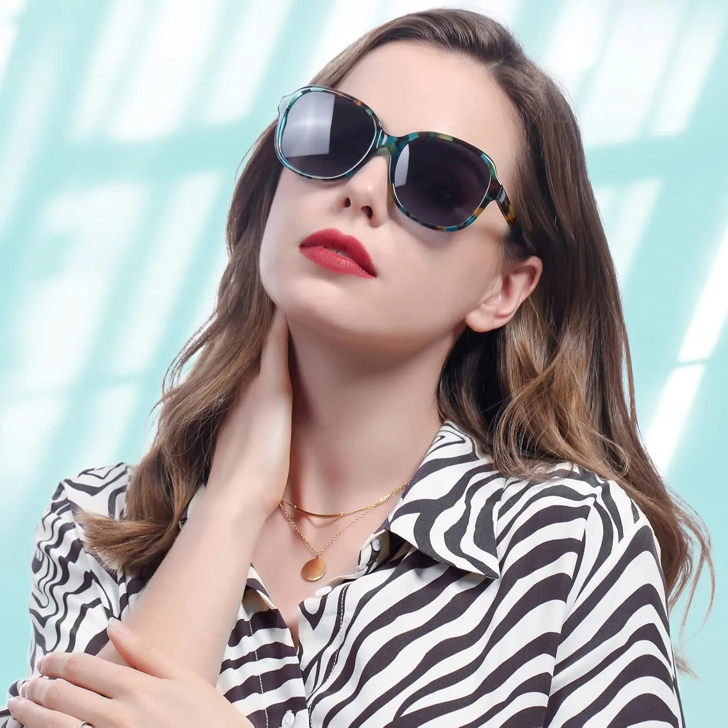 CARFIA Acetate Polarized Sunglasses for Women UV Protection Retro Trendy Big Sunnies CA2024