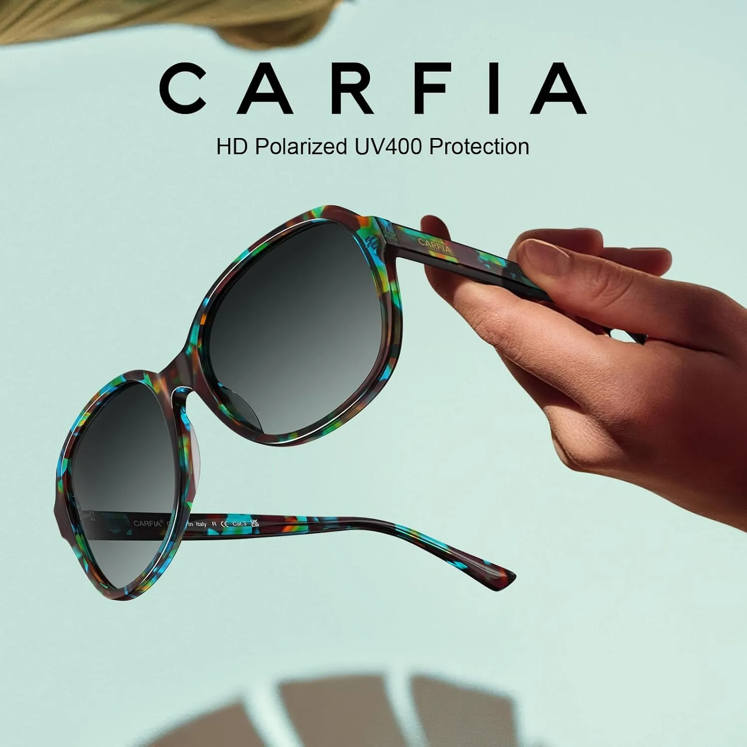 CARFIA Acetate Polarized Sunglasses for Women UV Protection Retro Trendy Big Sunnies CA2024