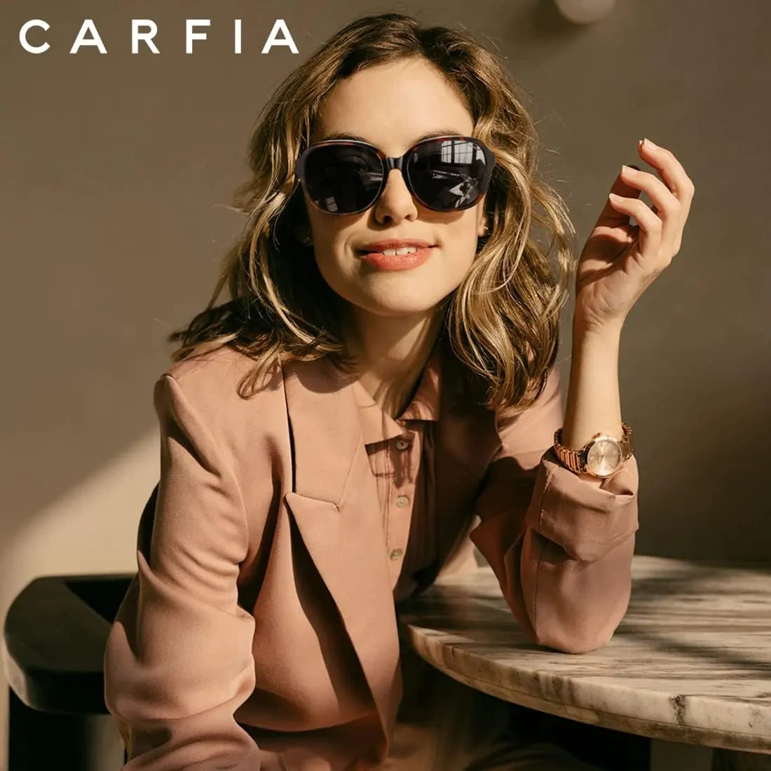 CARFIA Acetate Polarized Sunglasses for Women UV Protection Retro Trendy Big Sunnies CA2024