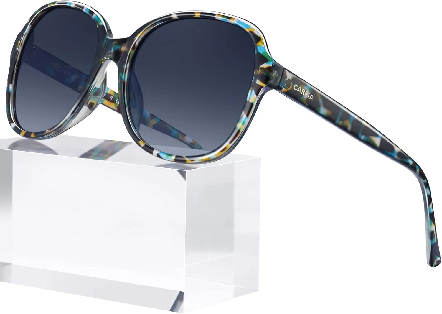 CARFIA Acetate Polarized Sunglasses for Women UV Protection Retro Trendy Big Sunnies CA2024