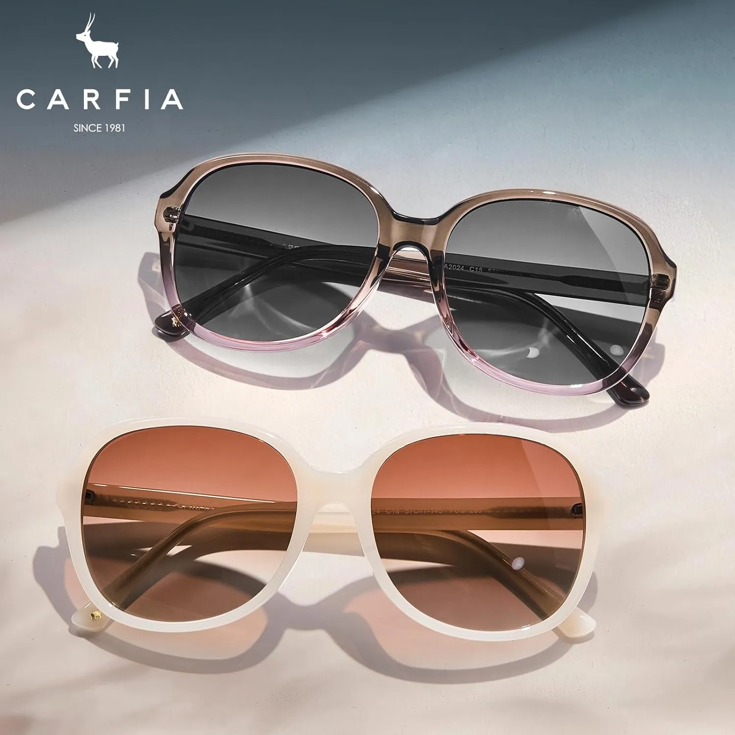 CARFIA Acetate Polarized Sunglasses for Women UV Protection Retro Trendy Big Sunnies CA2024