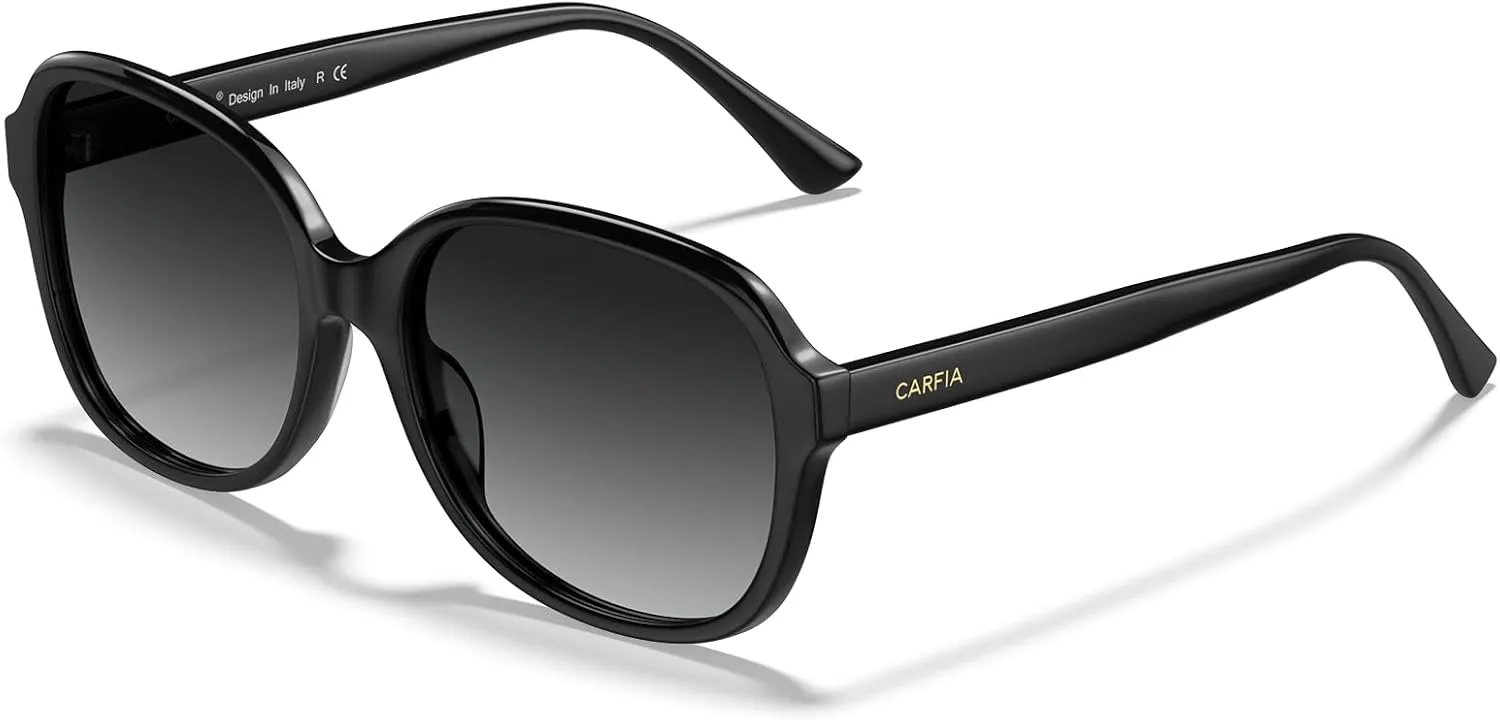CARFIA Acetate Polarized Sunglasses for Women UV Protection Retro Trendy Big Sunnies CA2024