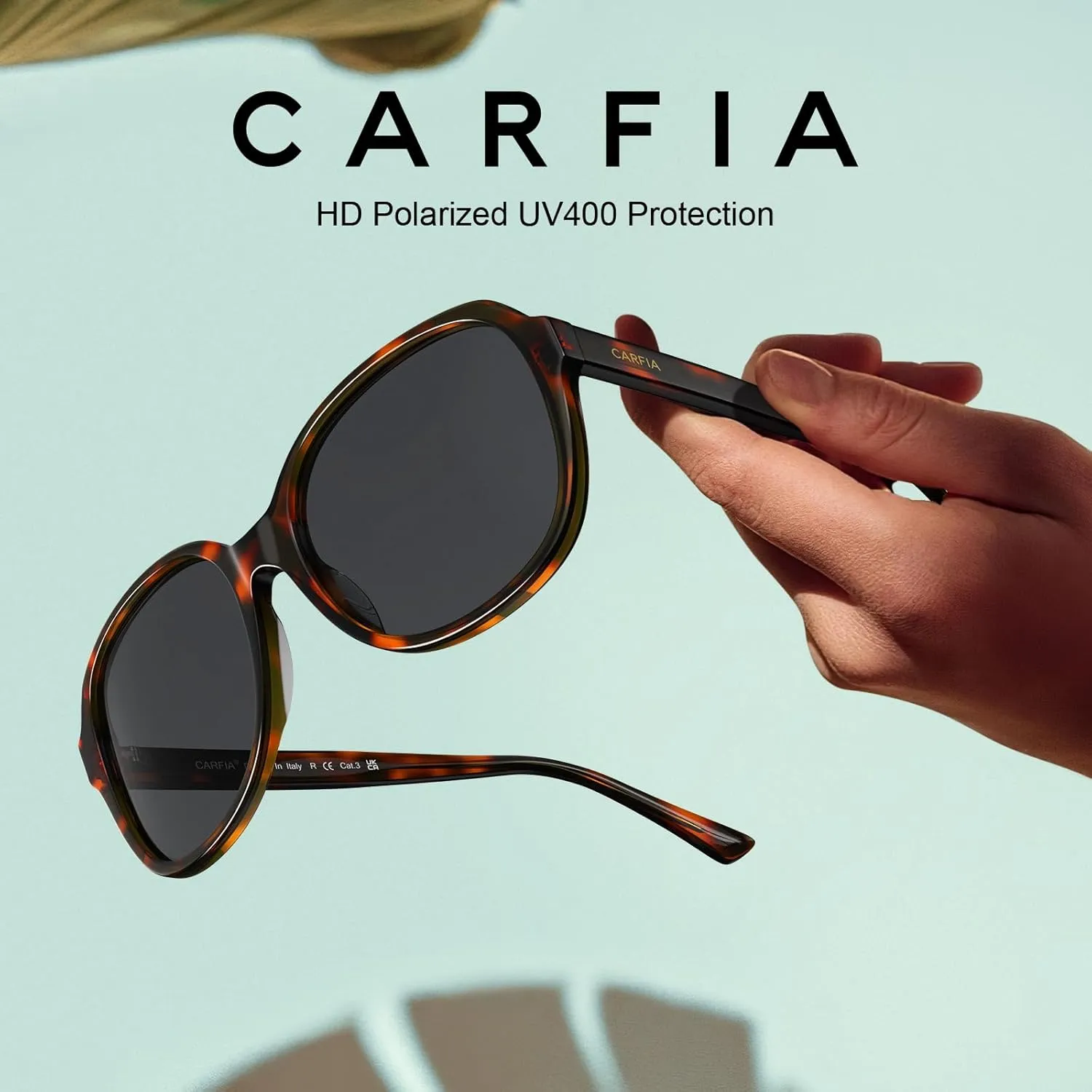 CARFIA Acetate Polarized Sunglasses for Women UV Protection Retro Trendy Big Sunnies CA2024