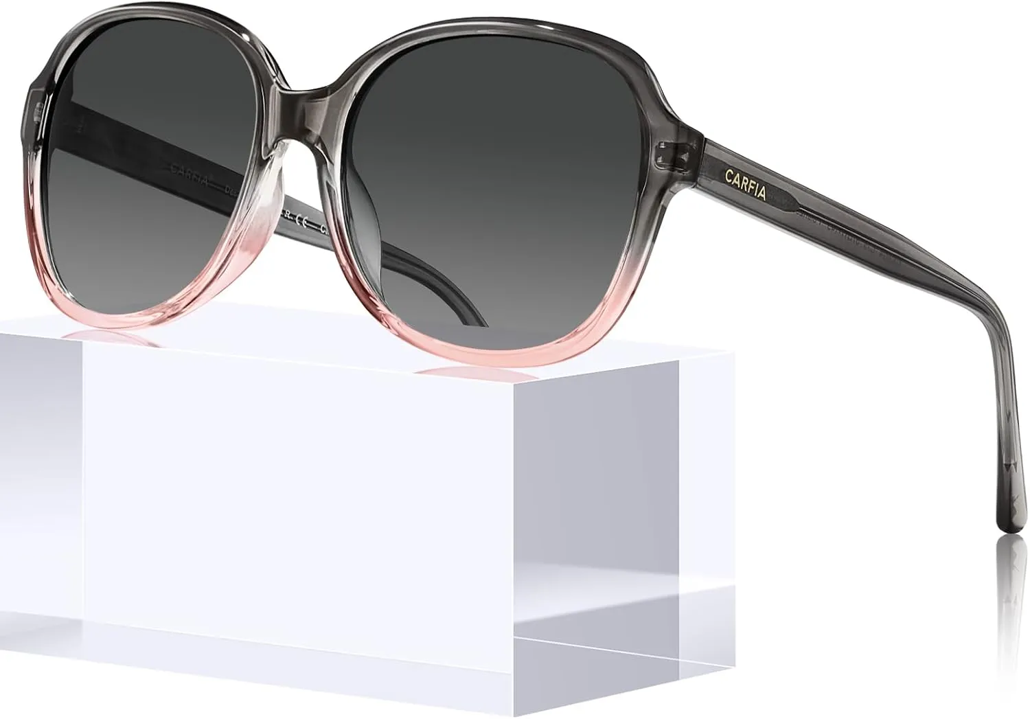 CARFIA Acetate Polarized Sunglasses for Women UV Protection Retro Trendy Big Sunnies CA2024