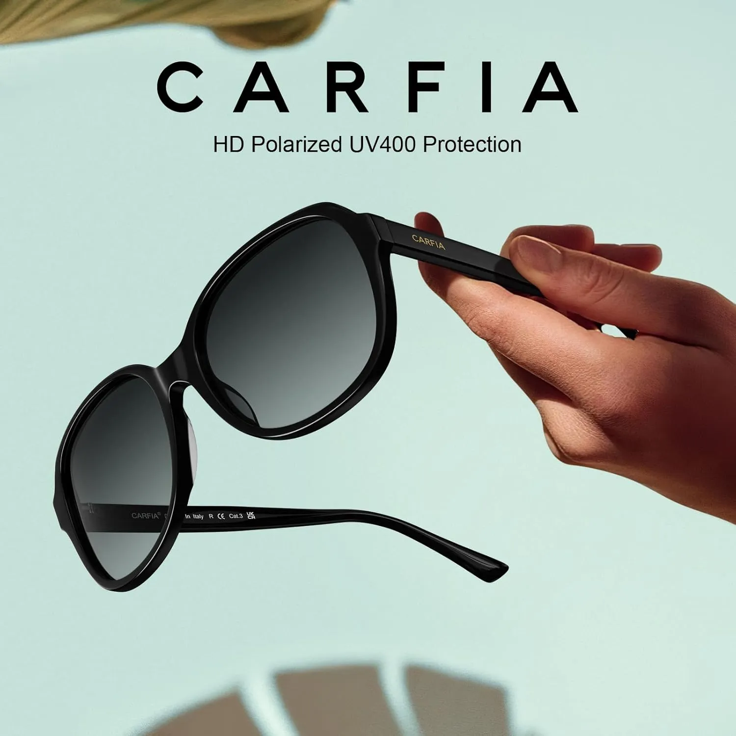 CARFIA Acetate Polarized Sunglasses for Women UV Protection Retro Trendy Big Sunnies CA2024