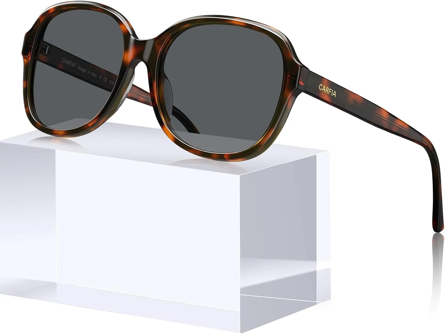 CARFIA Acetate Polarized Sunglasses for Women UV Protection Retro Trendy Big Sunnies CA2024
