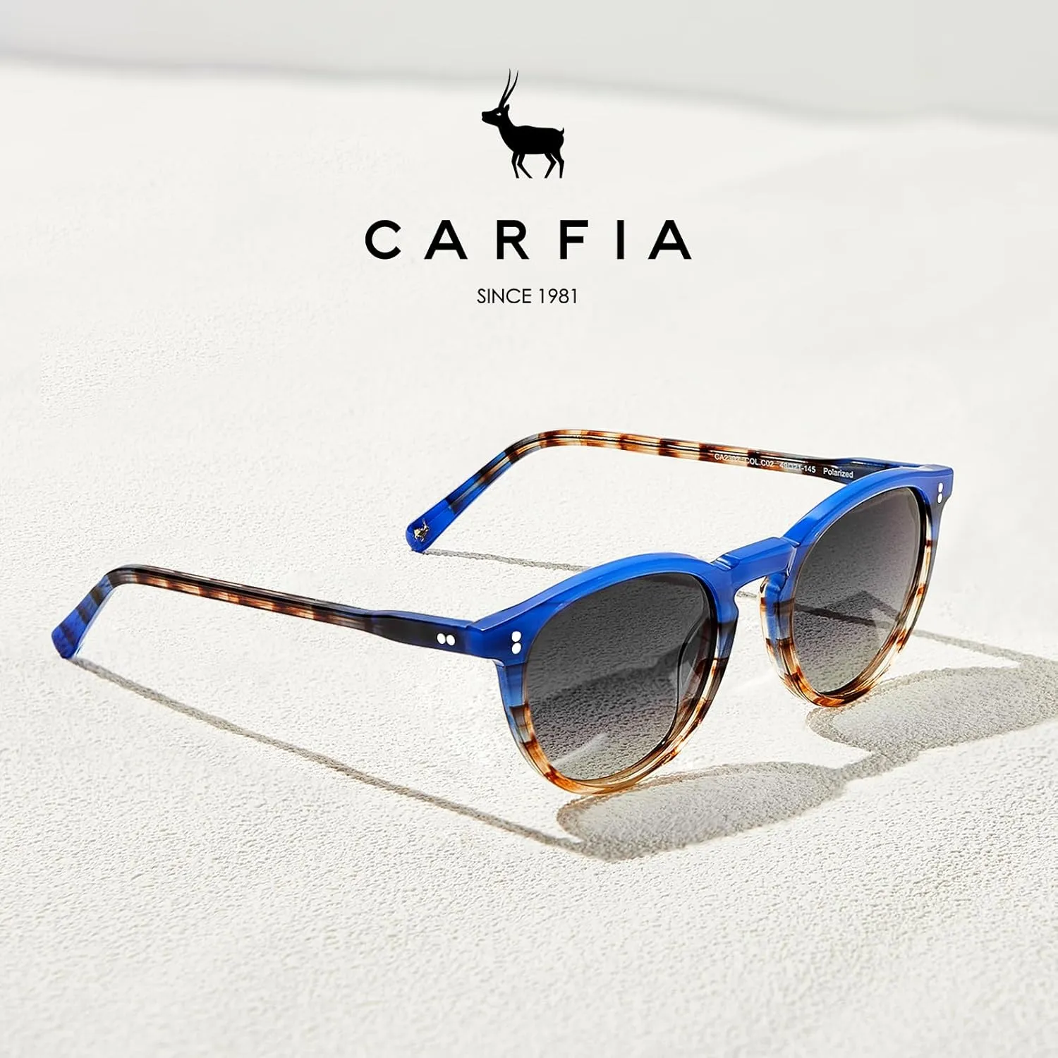 CARFIA Round Polarized Sunglasses for Women Small Face UV Protection Acetate Frame Classic Retro Style CA2302