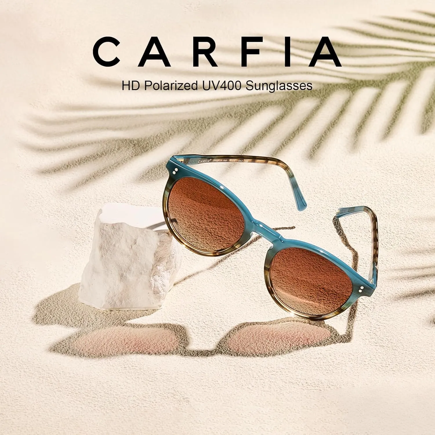 CARFIA Round Polarized Sunglasses for Women Small Face UV Protection Acetate Frame Classic Retro Style CA2302