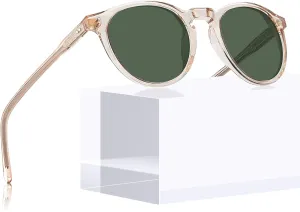 CARFIA Round Polarized Sunglasses for Women Small Face UV Protection Acetate Frame Classic Retro Style CA2302
