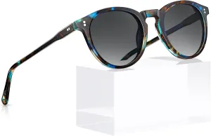 CARFIA Round Polarized Sunglasses for Women Small Face UV Protection Acetate Frame Classic Retro Style CA2302