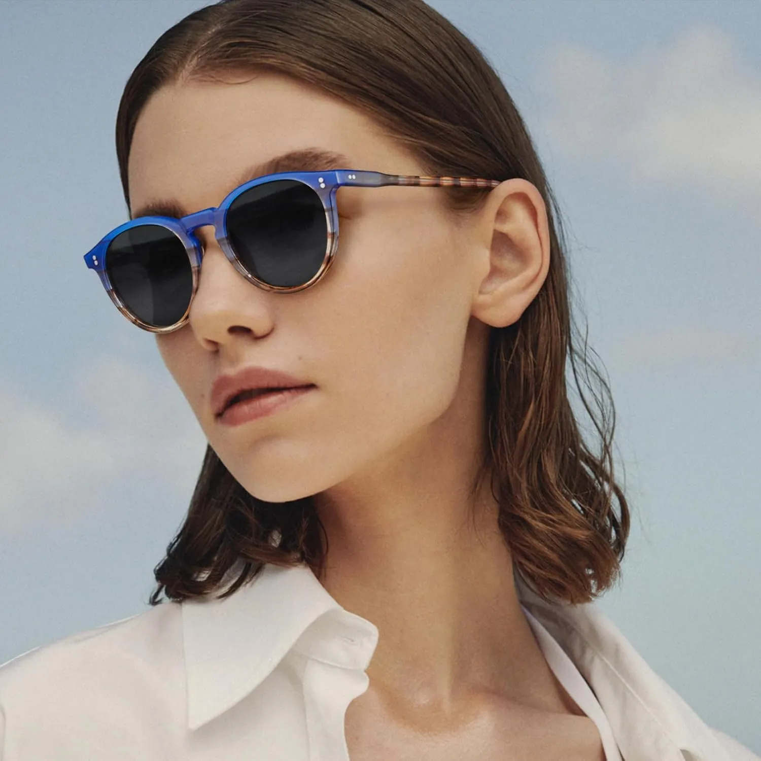 CARFIA Round Polarized Sunglasses for Women Small Face UV Protection Acetate Frame Classic Retro Style CA2302