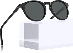 CARFIA Round Polarized Sunglasses for Women Small Face UV Protection Acetate Frame Classic Retro Style CA2302