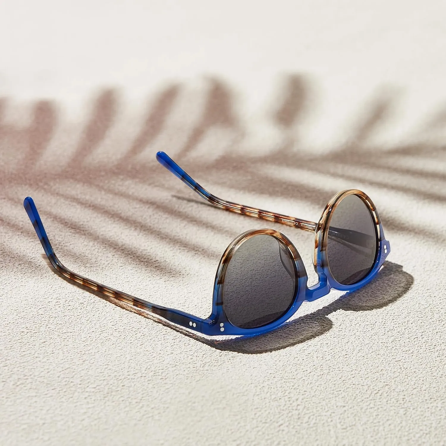 CARFIA Round Polarized Sunglasses for Women Small Face UV Protection Acetate Frame Classic Retro Style CA2302