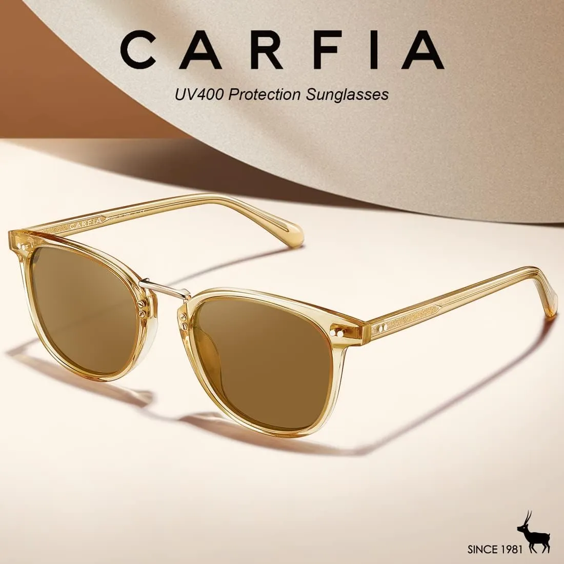 CARFIA Small Face Acetate Polarized Sunglasses for Women UV Protection, Retro Trendy Eyewear Metal Bridge Brow Ladies Sunnies