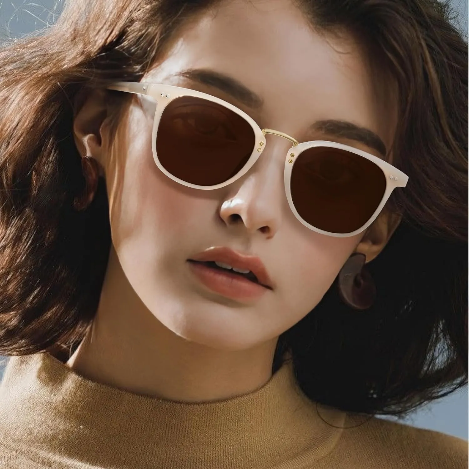 CARFIA Small Face Acetate Polarized Sunglasses for Women UV Protection, Retro Trendy Eyewear Metal Bridge Brow Ladies Sunnies