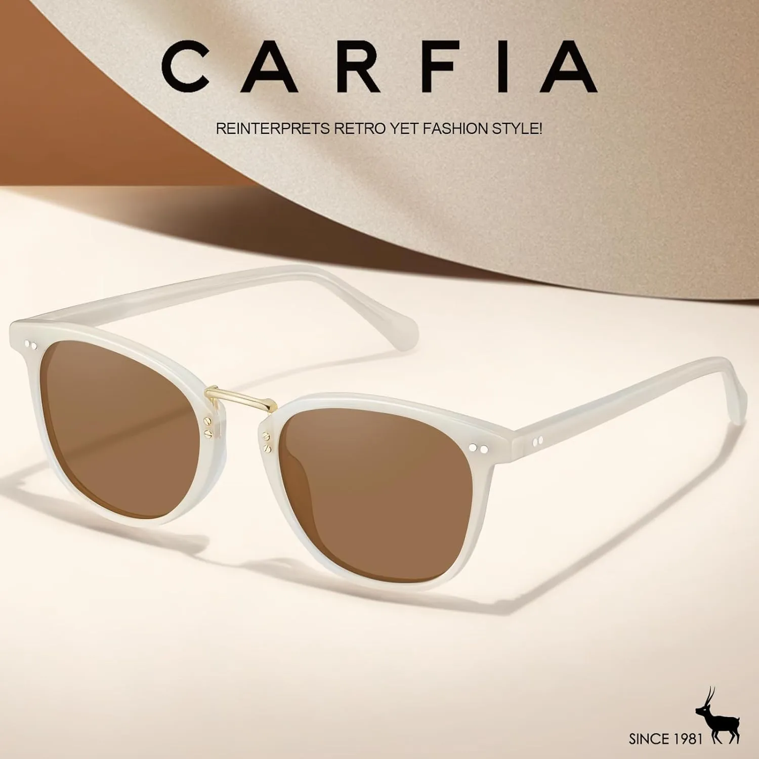CARFIA Small Face Acetate Polarized Sunglasses for Women UV Protection, Retro Trendy Eyewear Metal Bridge Brow Ladies Sunnies