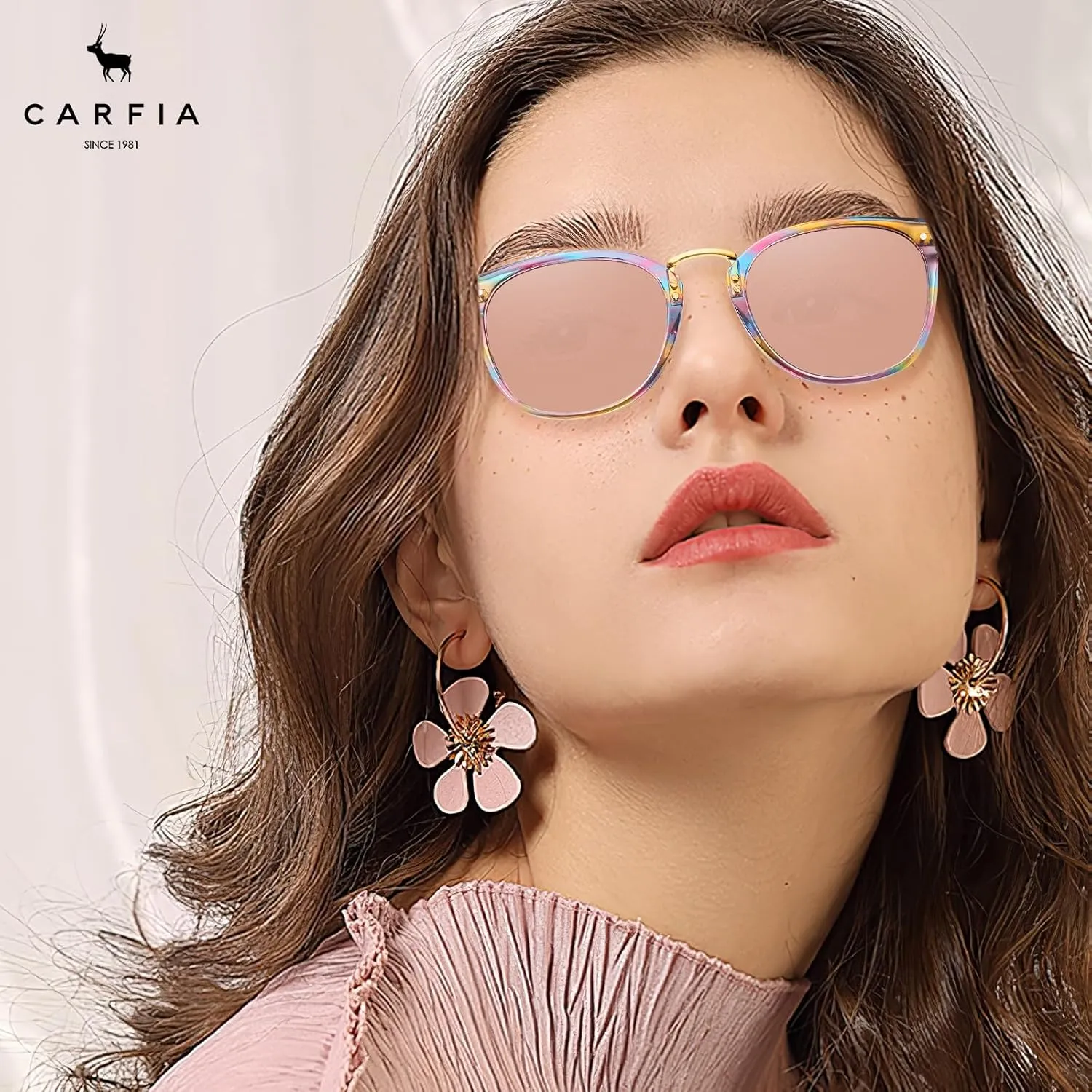 CARFIA Small Face Acetate Polarized Sunglasses for Women UV Protection, Retro Trendy Eyewear Metal Bridge Brow Ladies Sunnies