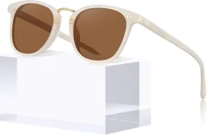 CARFIA Small Face Acetate Polarized Sunglasses for Women UV Protection, Retro Trendy Eyewear Metal Bridge Brow Ladies Sunnies