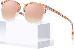 CARFIA Small Face Acetate Polarized Sunglasses for Women UV Protection, Retro Trendy Eyewear Metal Bridge Brow Ladies Sunnies