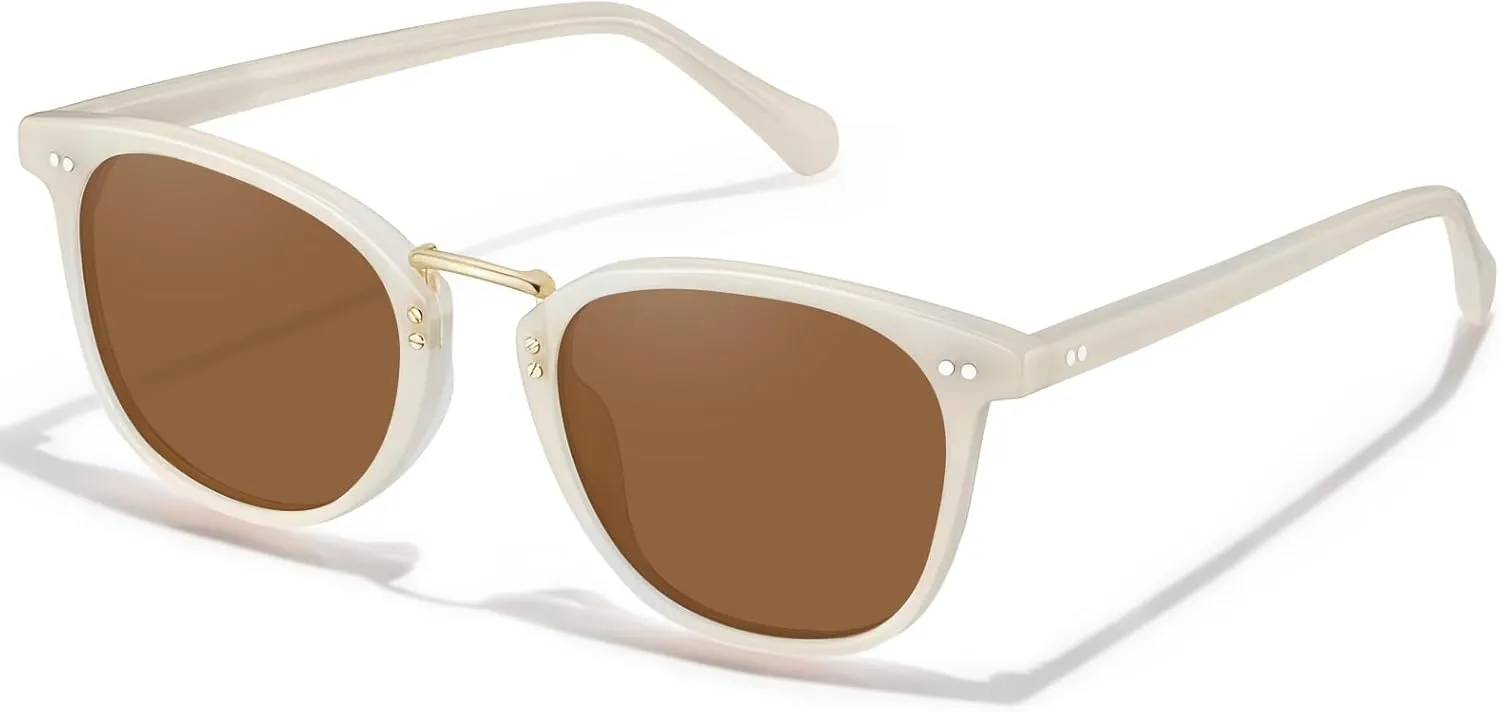 CARFIA Small Face Acetate Polarized Sunglasses for Women UV Protection, Retro Trendy Eyewear Metal Bridge Brow Ladies Sunnies