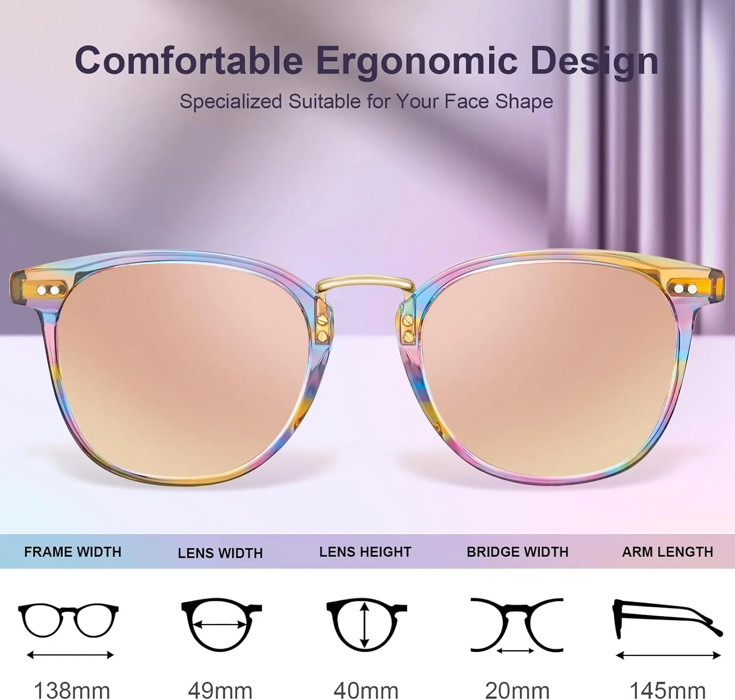 CARFIA Small Face Acetate Polarized Sunglasses for Women UV Protection, Retro Trendy Eyewear Metal Bridge Brow Ladies Sunnies