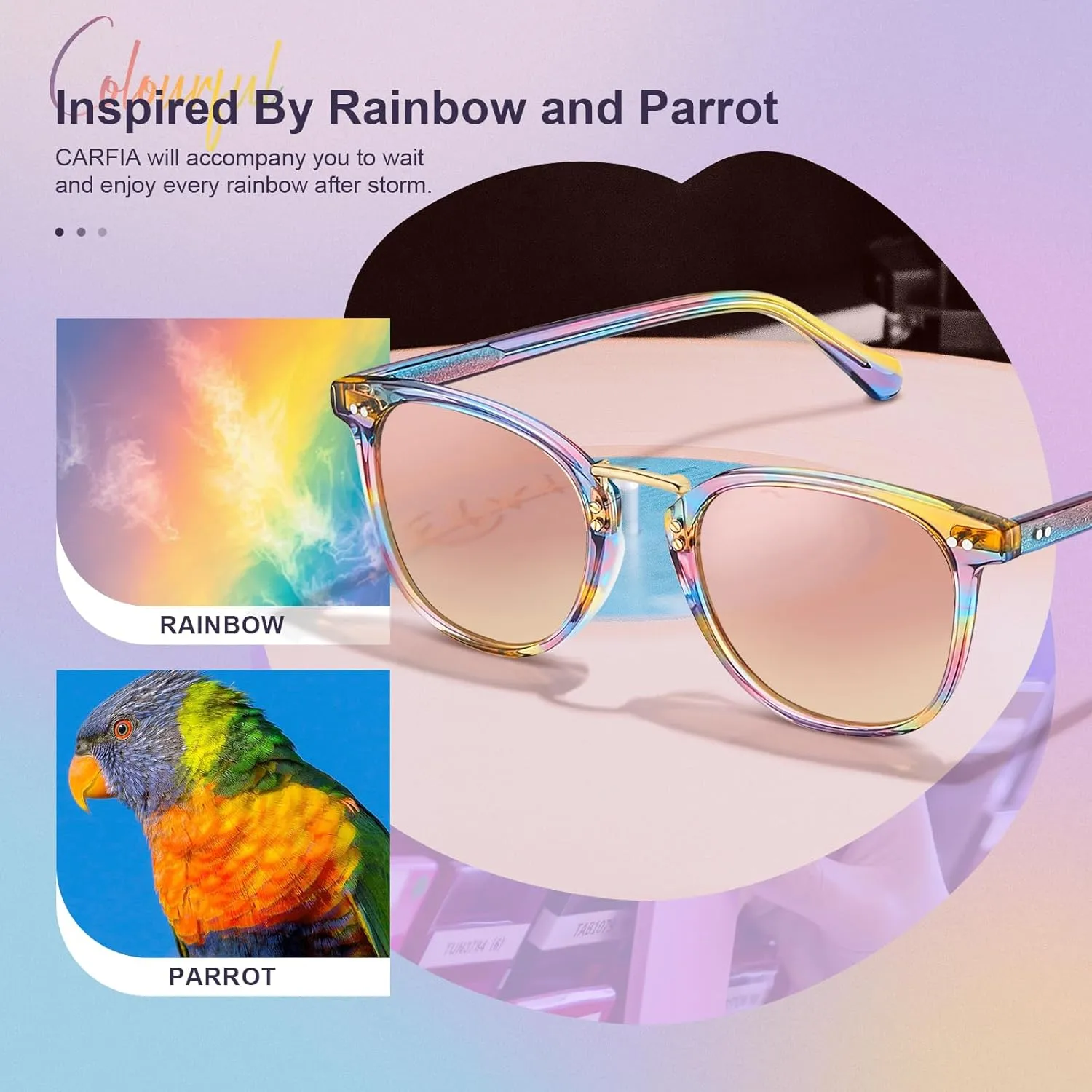 CARFIA Small Face Acetate Polarized Sunglasses for Women UV Protection, Retro Trendy Eyewear Metal Bridge Brow Ladies Sunnies