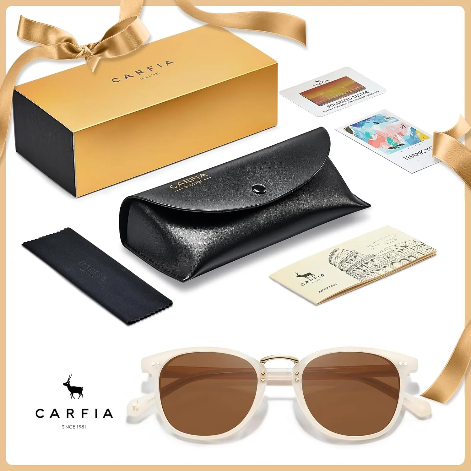 CARFIA Small Face Acetate Polarized Sunglasses for Women UV Protection, Retro Trendy Eyewear Metal Bridge Brow Ladies Sunnies