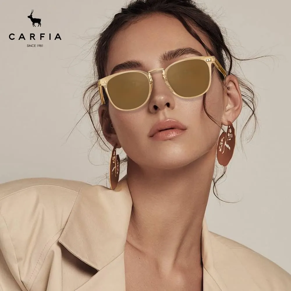 CARFIA Small Face Acetate Polarized Sunglasses for Women UV Protection, Retro Trendy Eyewear Metal Bridge Brow Ladies Sunnies