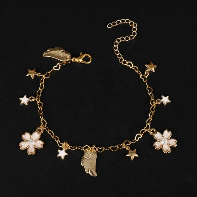 Cartoon Anime Sailor Moon Charm Bracelet Cardcaptor Sakura Flower Pearls Chain Wristlet Bangle Cosplay Gifts for Women Girl Kid